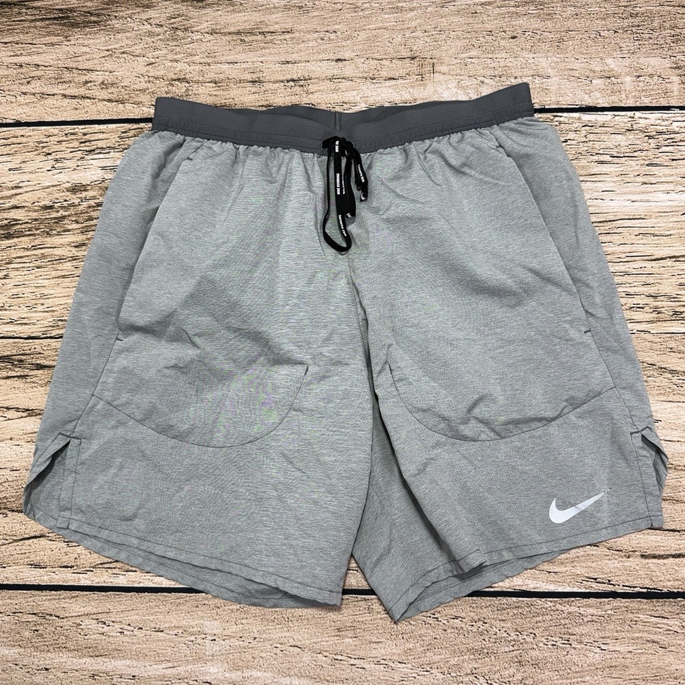 Nike Running Shorts Mens S Gray Flex Stride Dri-Fit Brief Lined Zip DQ1819-068